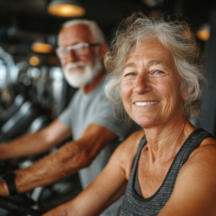 Adultos mayores en clase de fitness